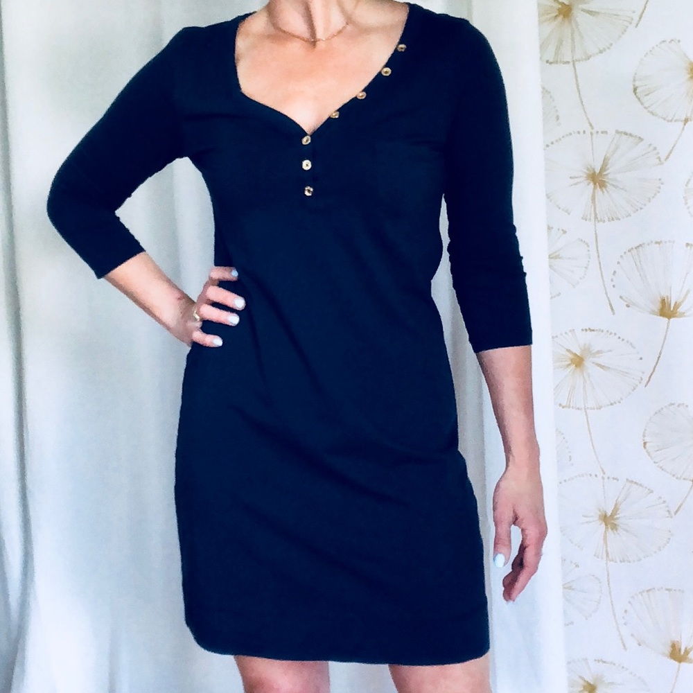 🦋Lilly Pulitzer Navy 3/4 sleeve Pima Cotton SzM
